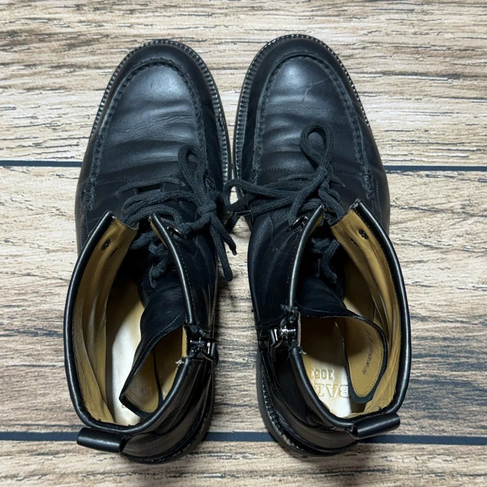 Bally Nokor Boots Men 10.5‎ D Black Leather Lace Up Side Zip Moc Toe Lug Sole